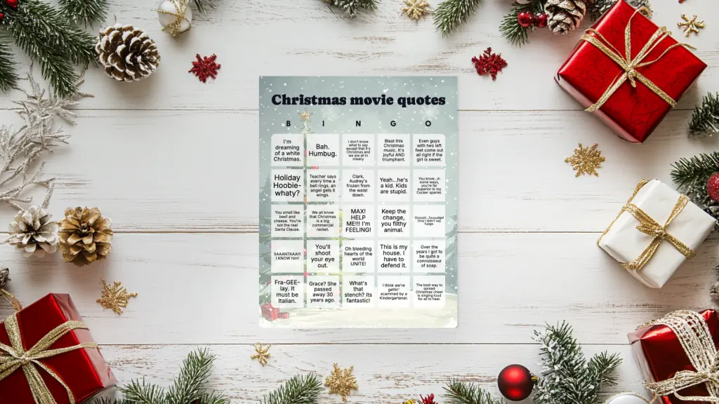 christmas movie bingo