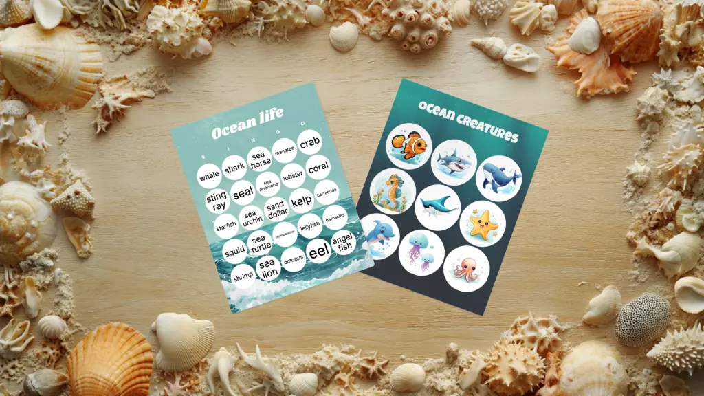 under the sea bingo card