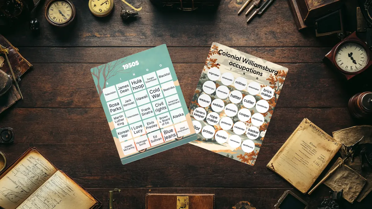 history bingo cards