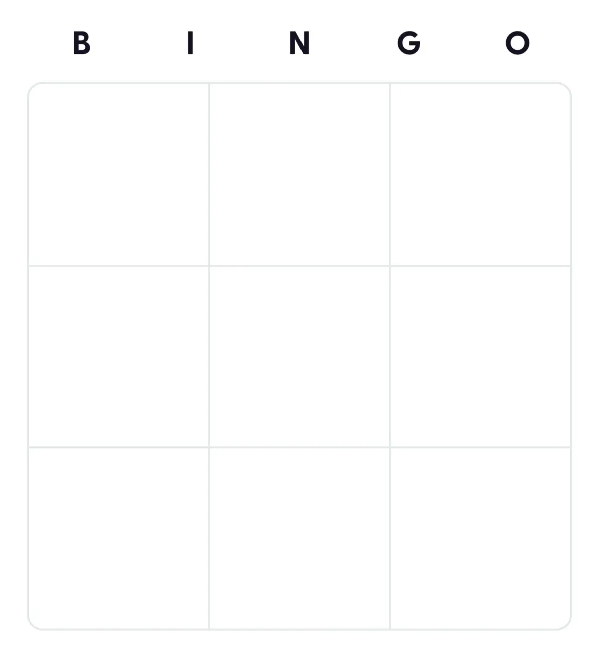 3x3 Blank bingo card