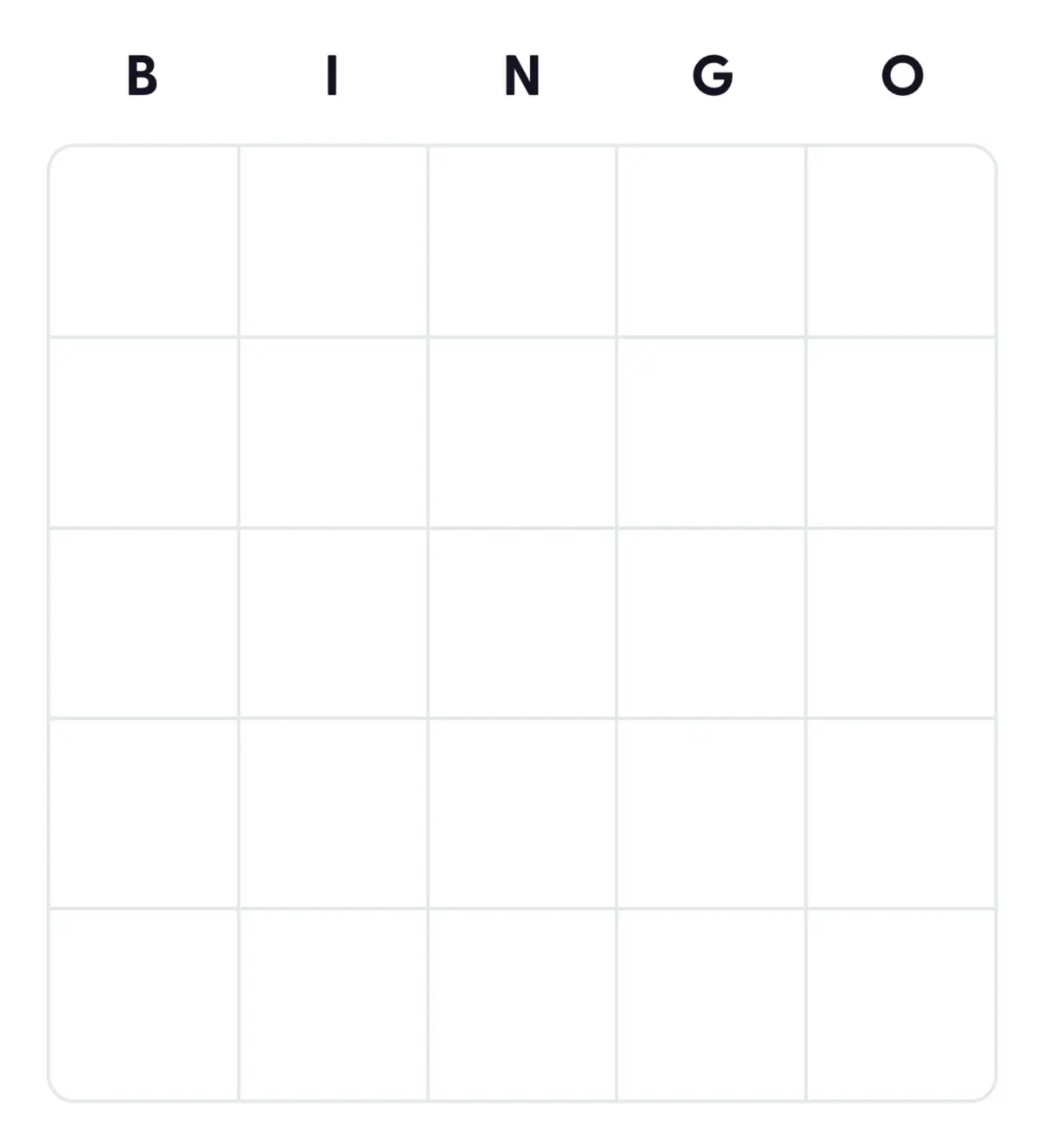 5x5 Blank bingo card
