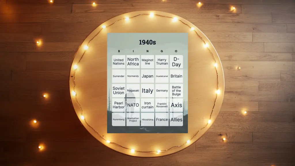 decades bingo card