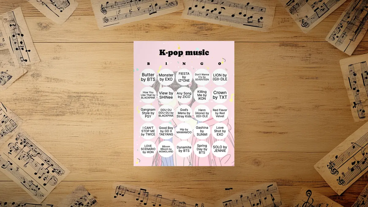 music bingo card