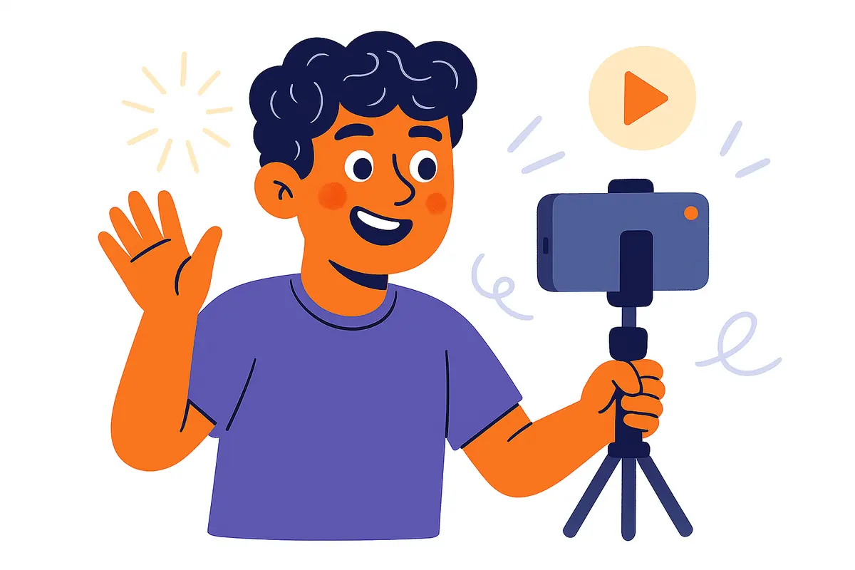 a character vlogging