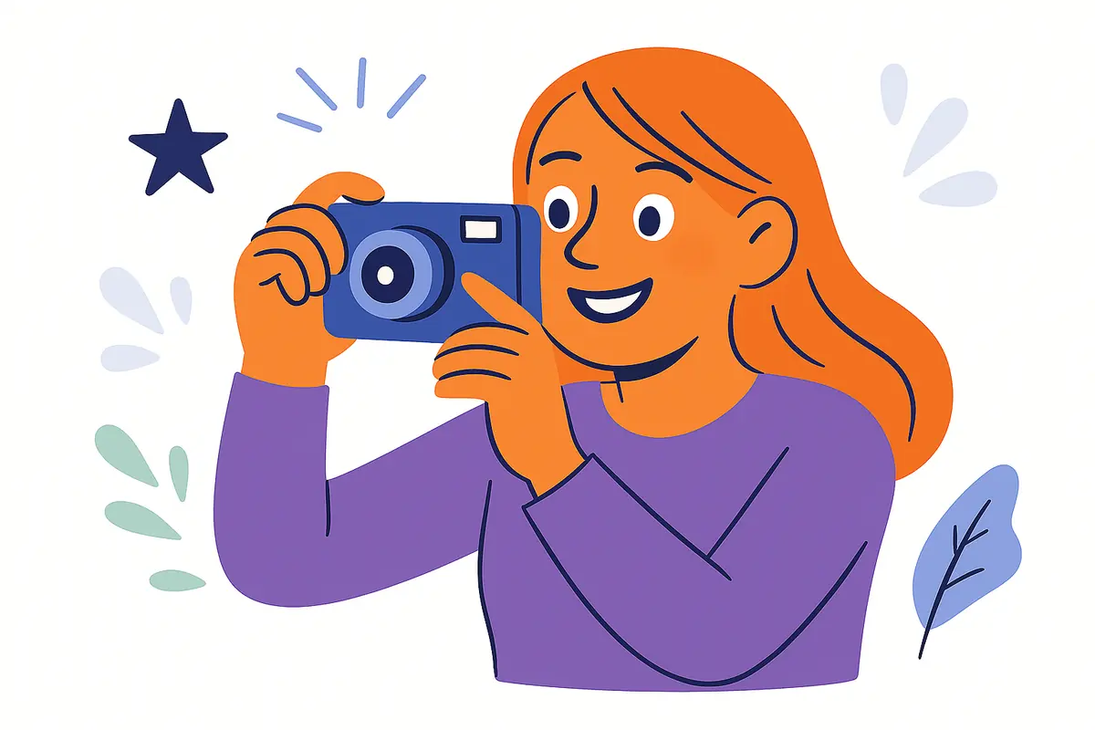 a character with a camera