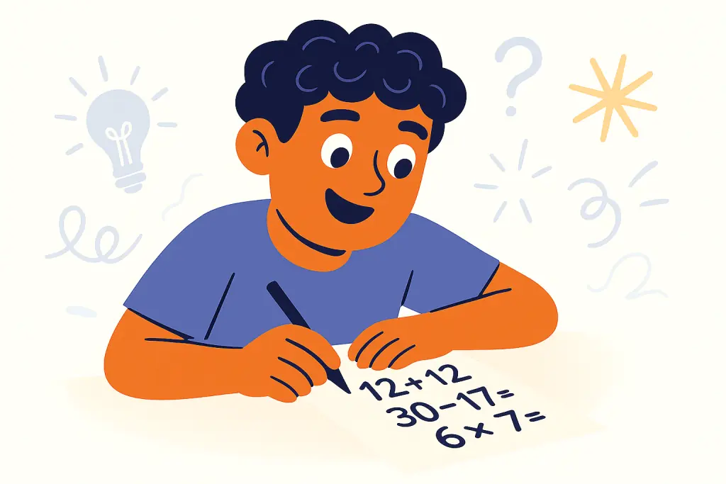 character doing math problems