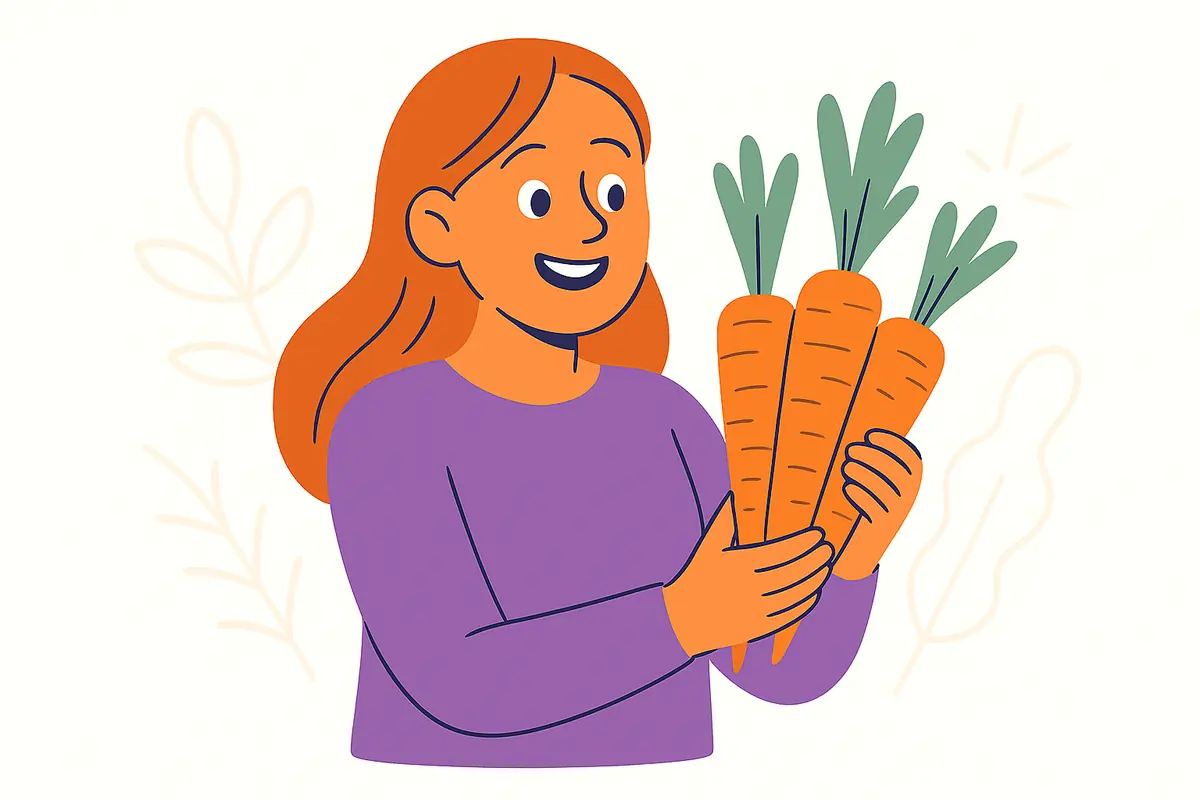 character holding carrots