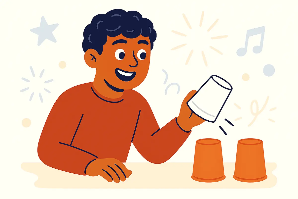 character playing flip cup