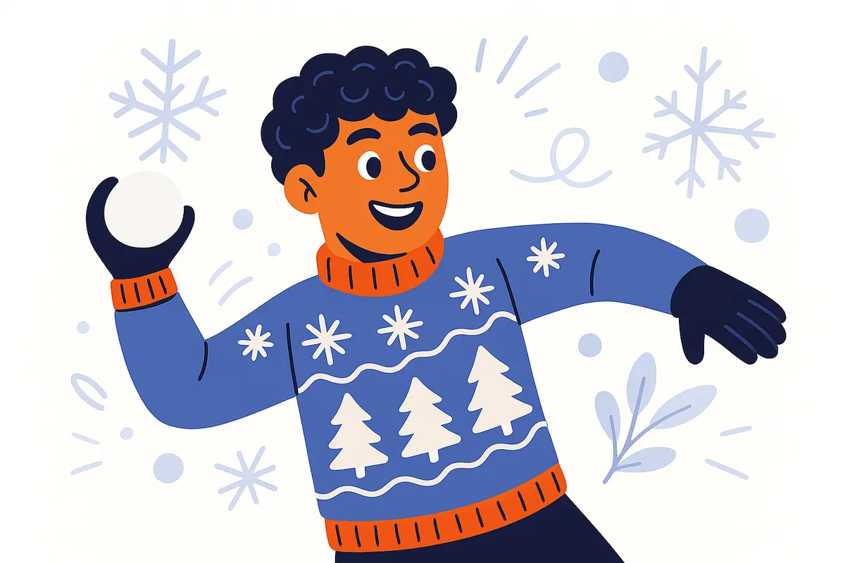 character throwing snowball