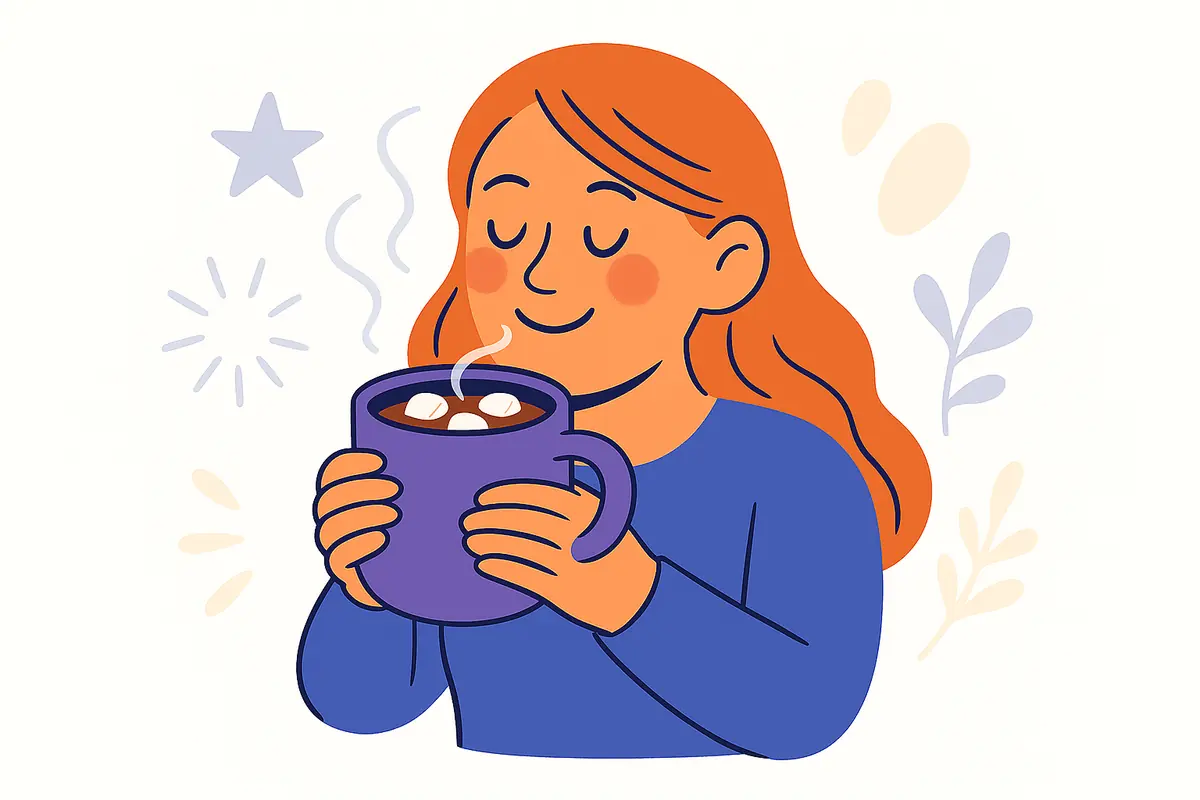 character with hot chocolate