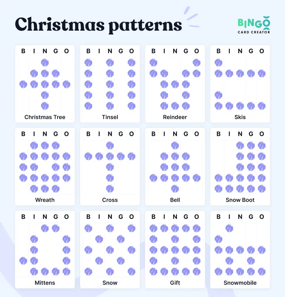 christmas bingo patterns