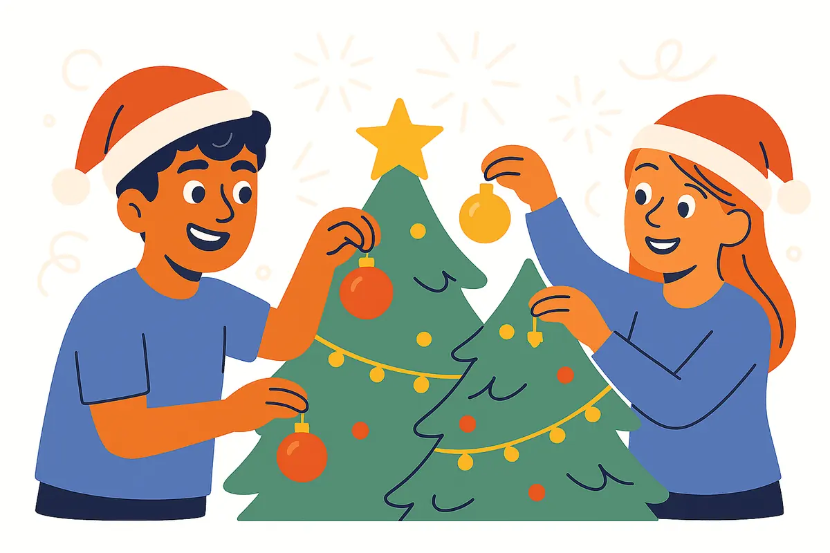 decorating xmas tree