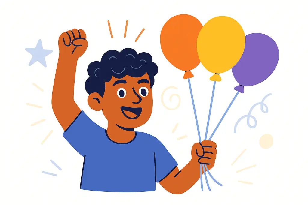 holding balloons