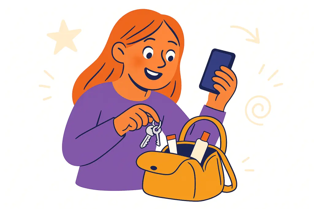 looking through handbag