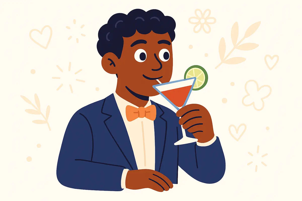 sipping cocktail