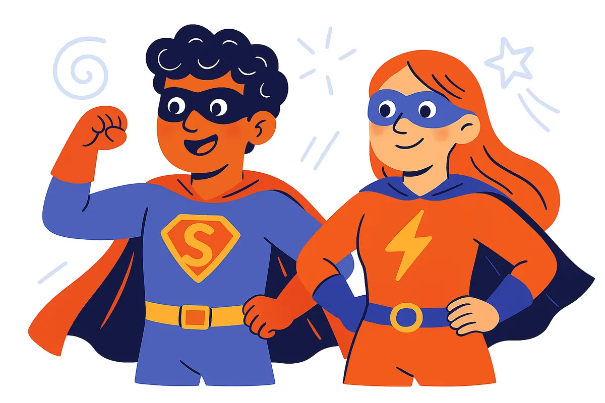 two characters as superheroes