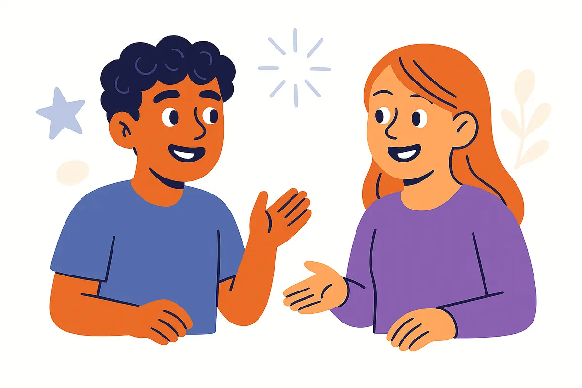 two characters chatting