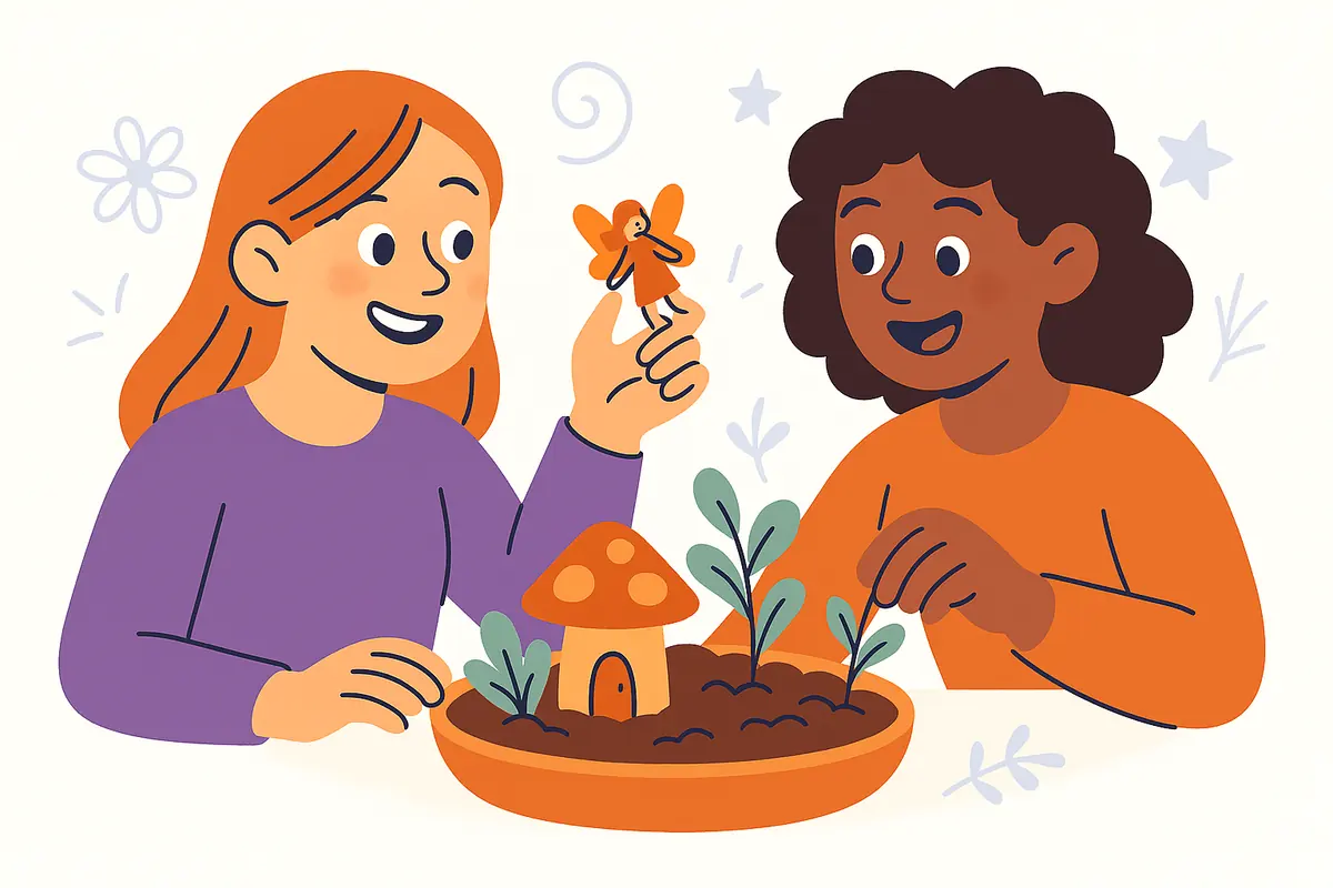 two characters fairy garden