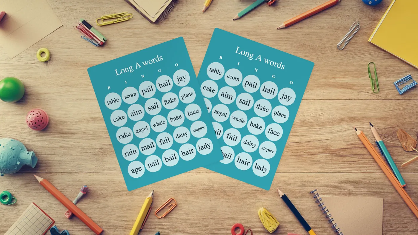 long a words bingo card