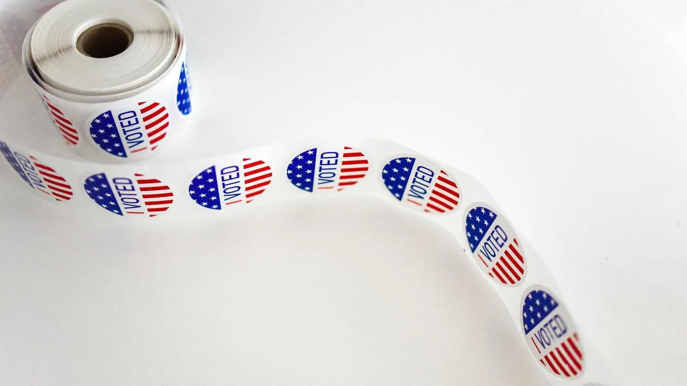 I Voted Sticker Spool on White Surface