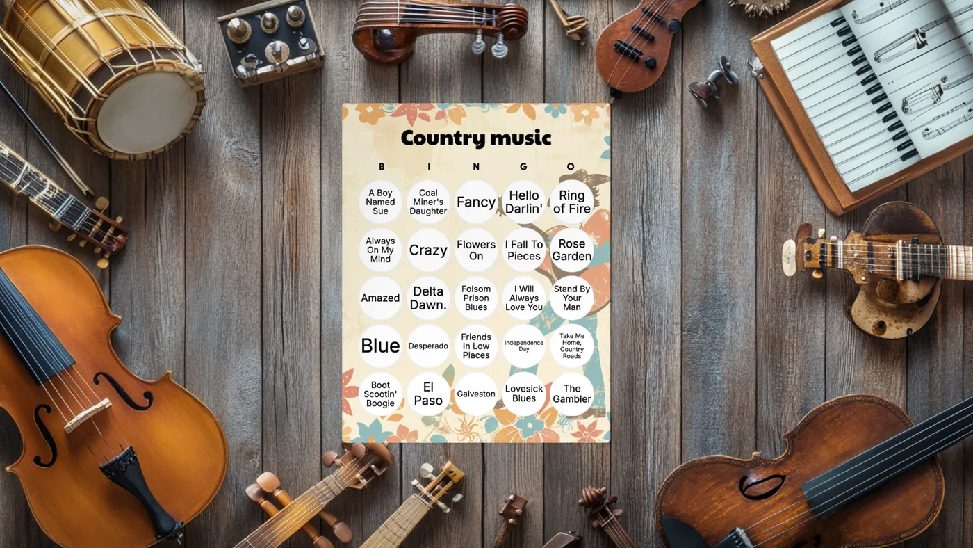 Music bingo card example