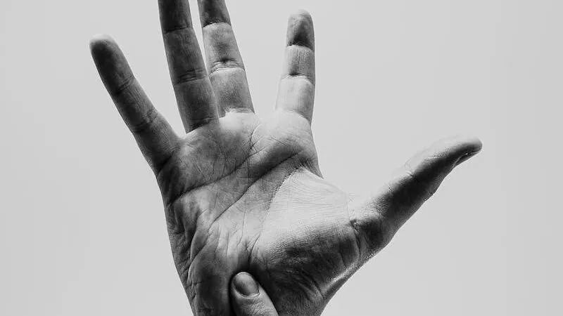 Grayscale Photo of Persons Hand