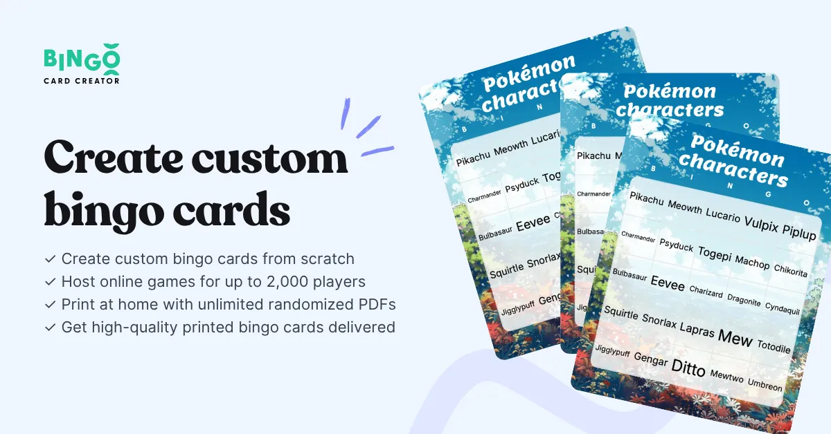 stacked pokemon bingo cards