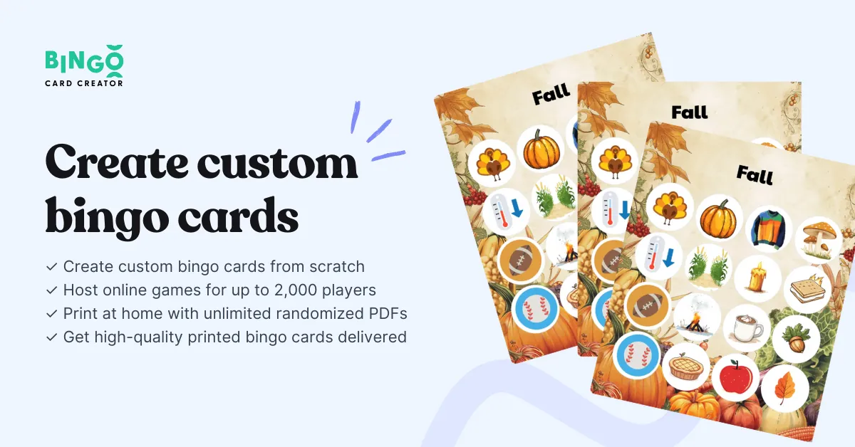custom fall bingo cards