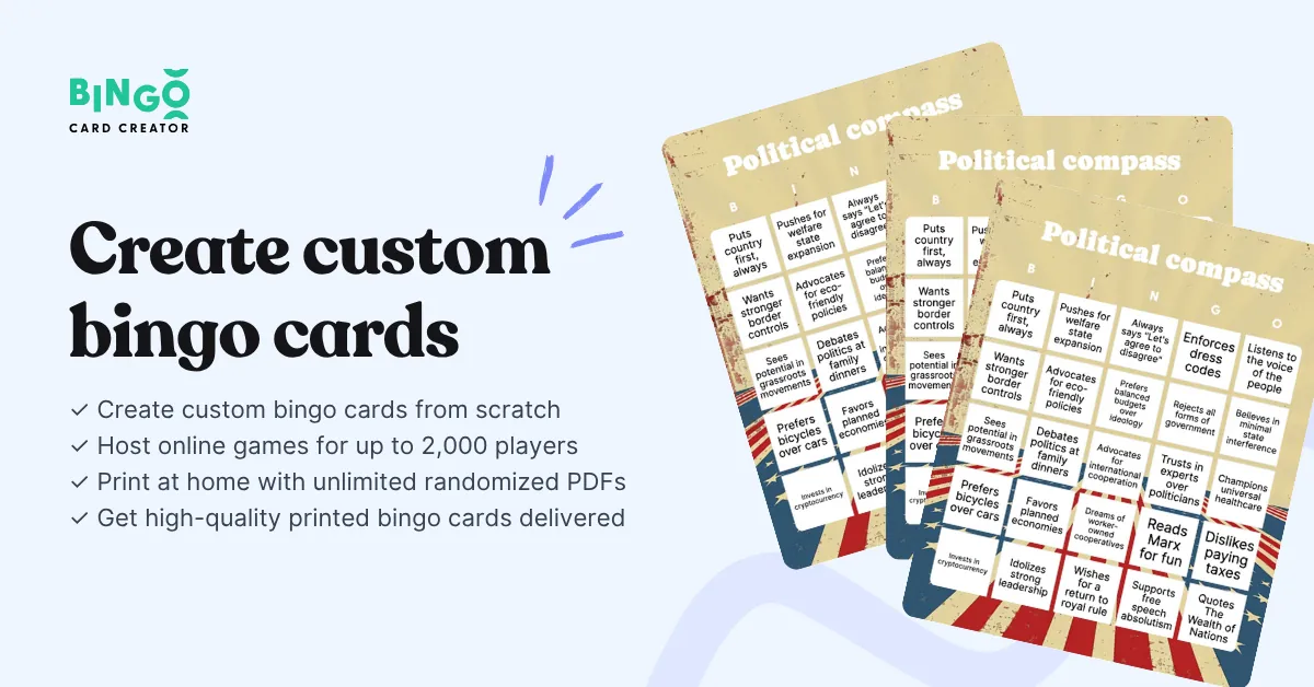 stacked political compass cards 