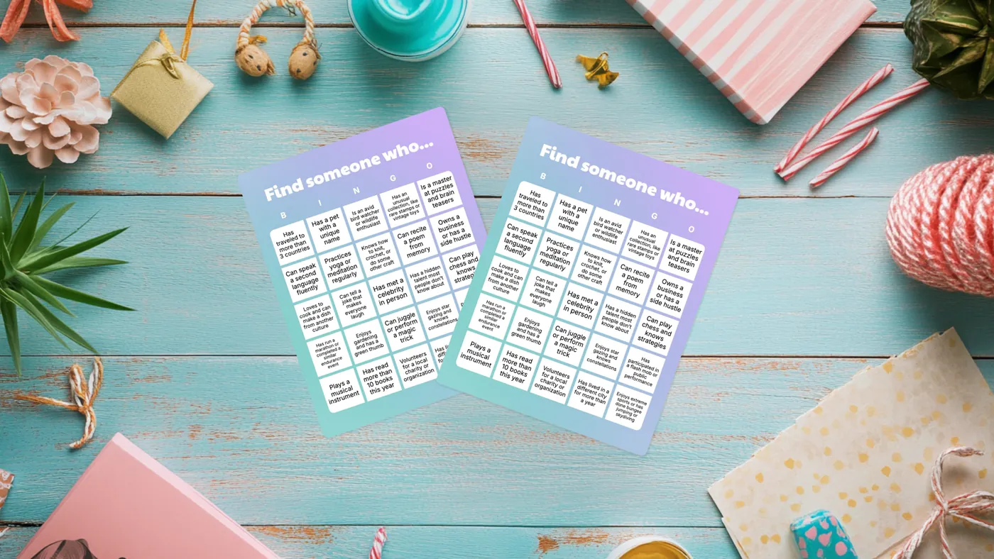 two find someone who bingo cards