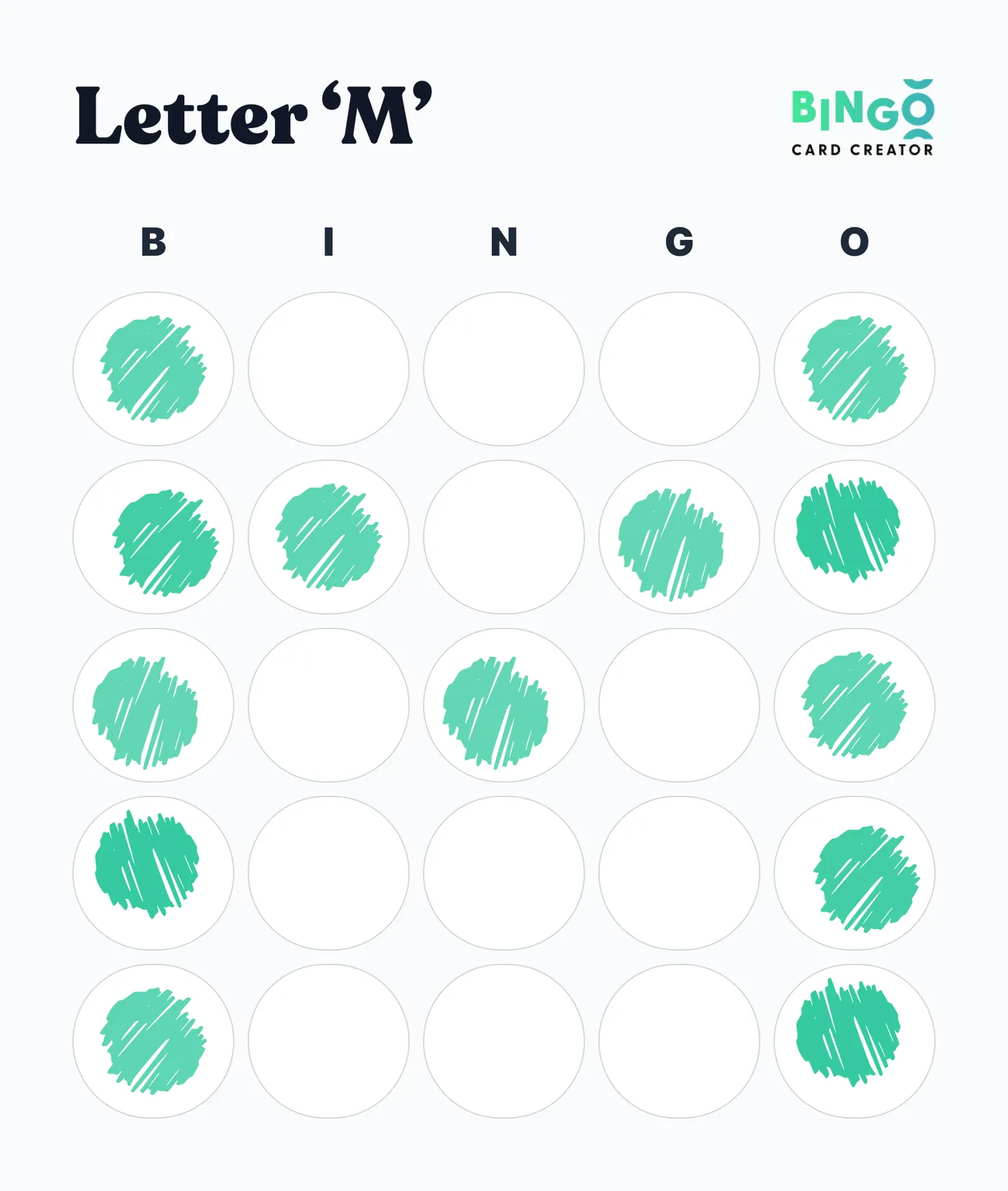 Letter m bingo pattern