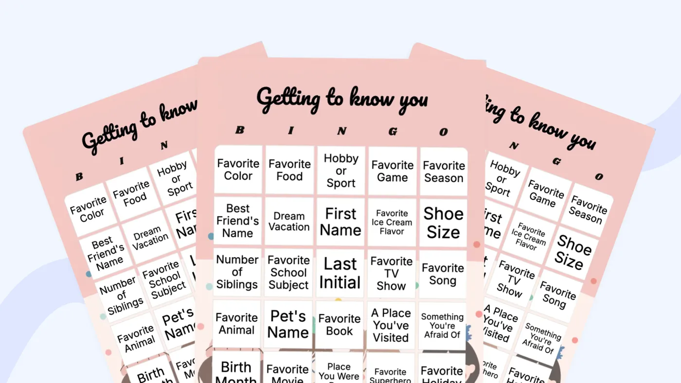 stacked getting to know you bingo cards