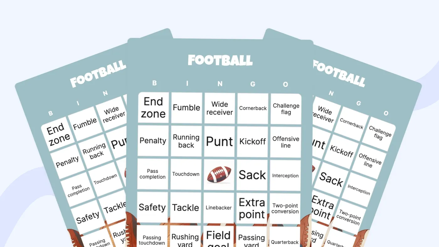 Football bingo card collage