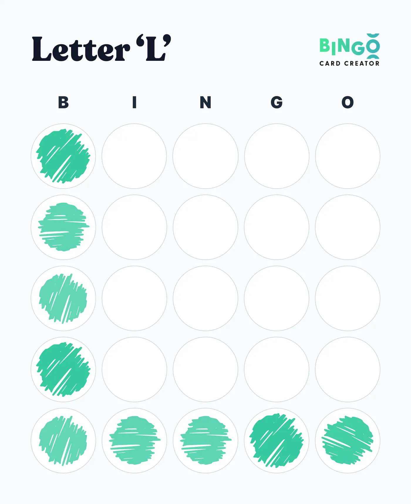 letter l bingo pattern
