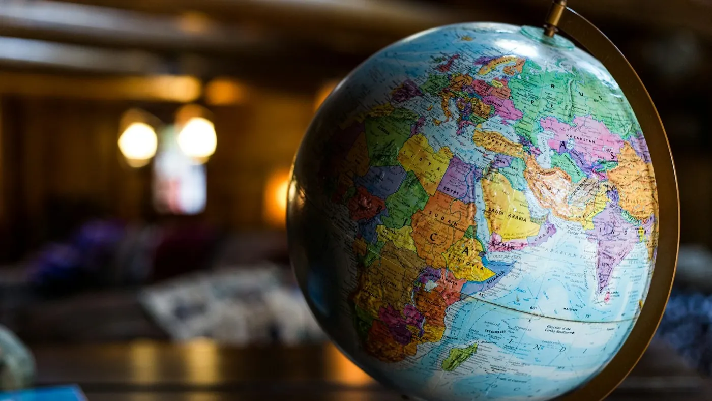 desk globe on table