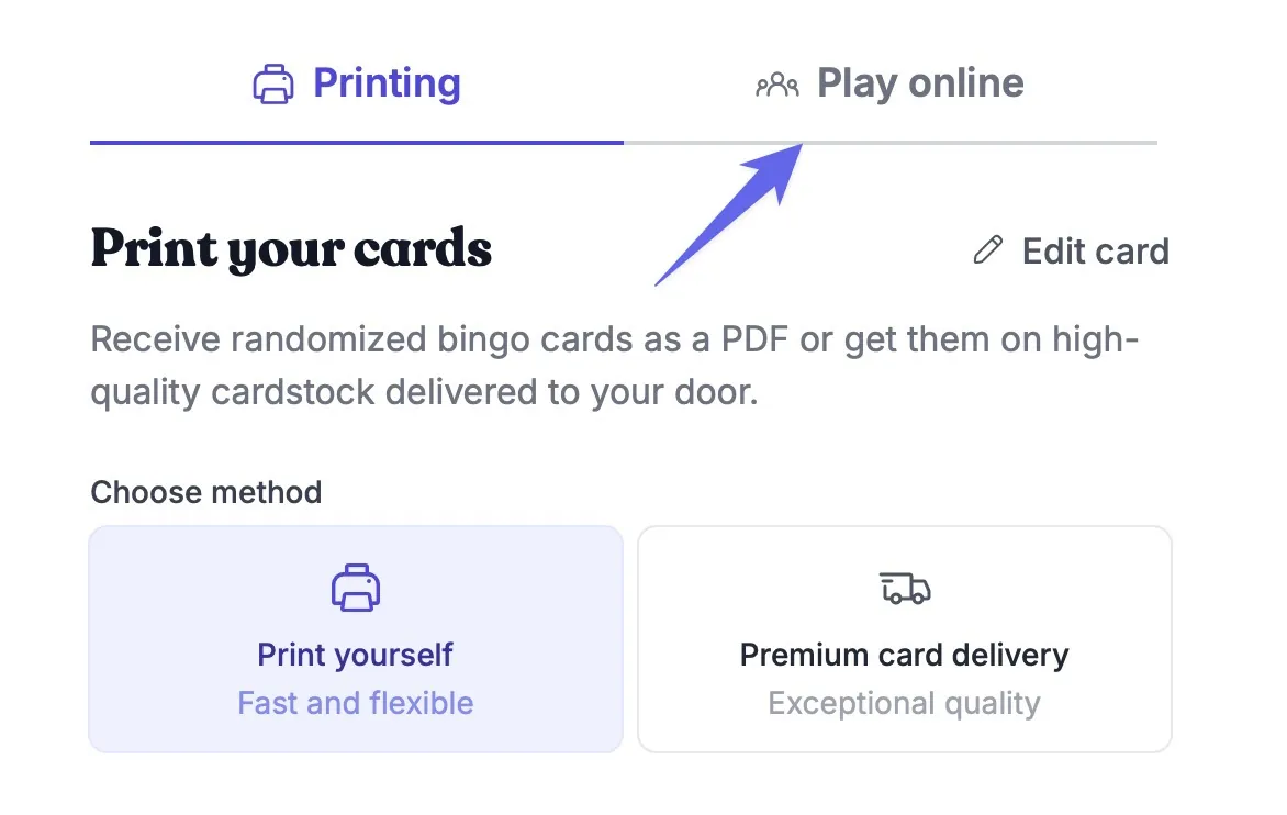 bingo cards.io online play option