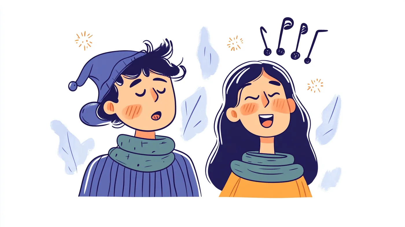 two characters singing 