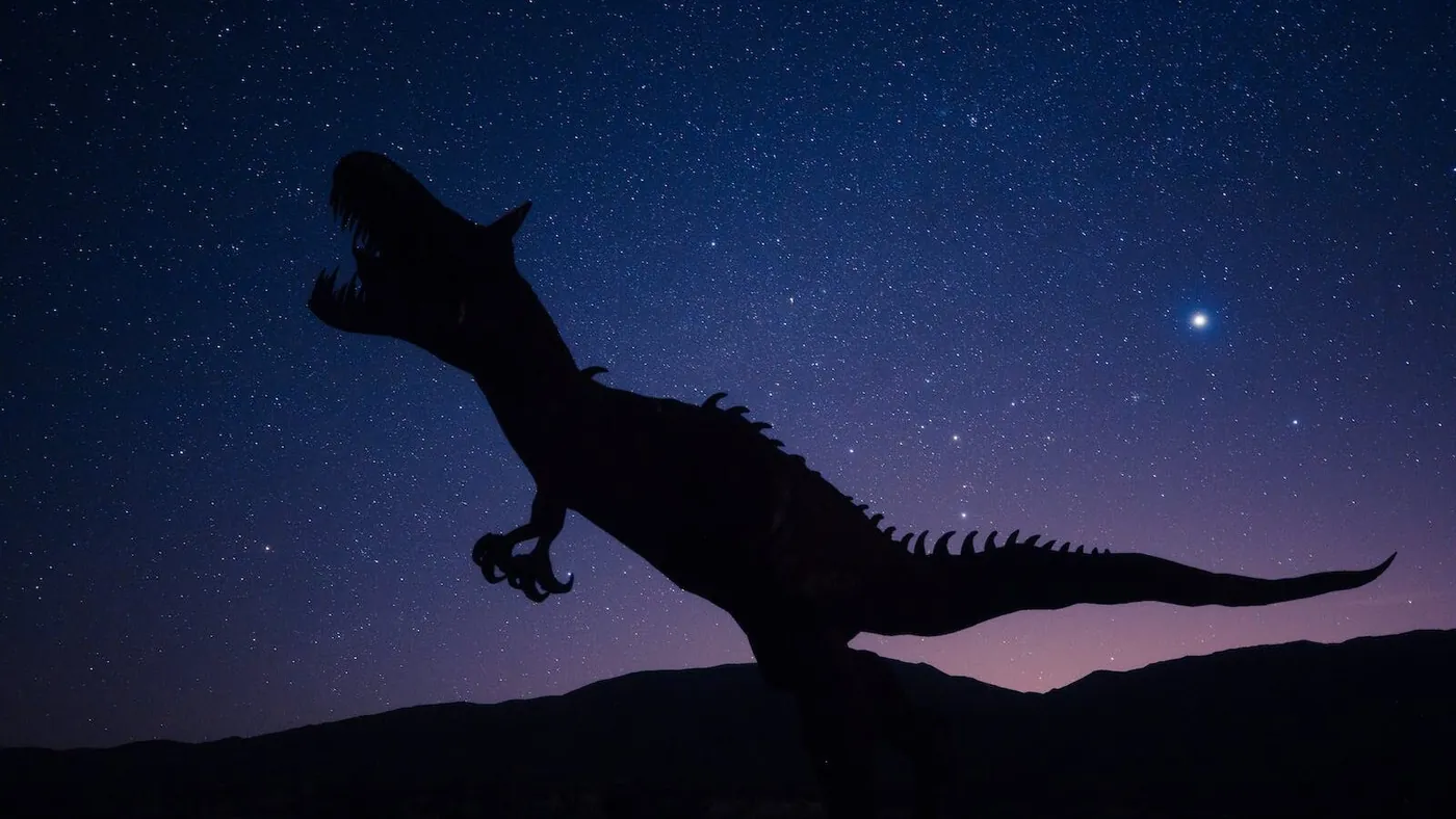 Silhouette Of Dinosaur on Night Sky