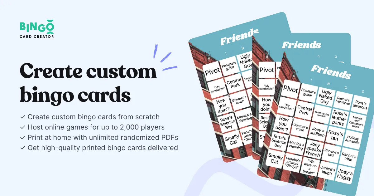stack of friends bingo cards