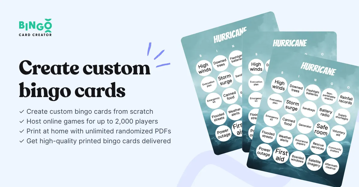 stacked hurricane bingo cards
