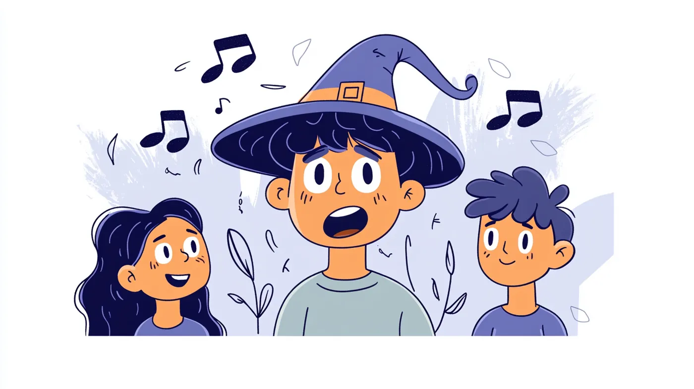 three characters in witch hat