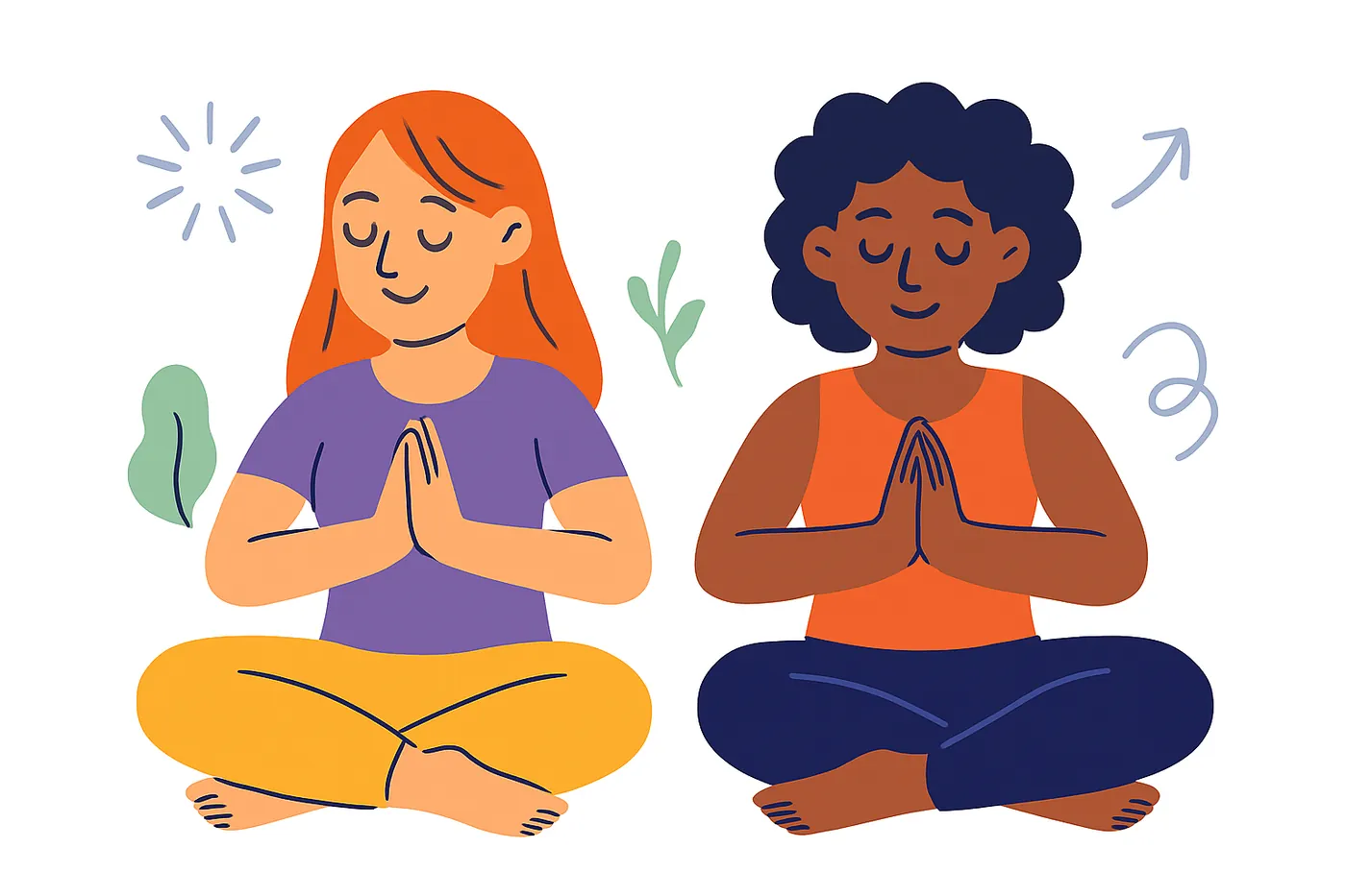 two characters doing yoga