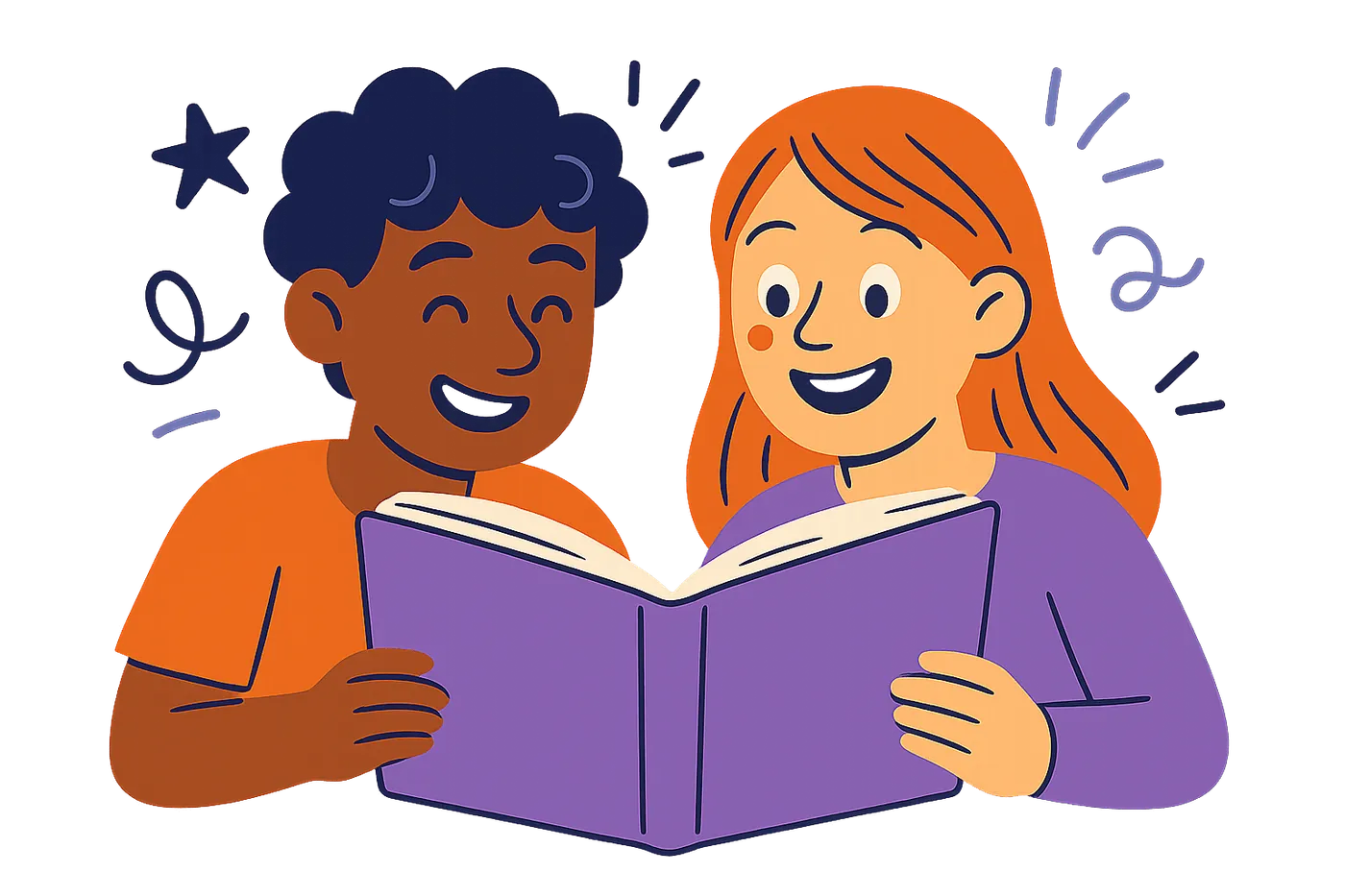 two characters reading a book
