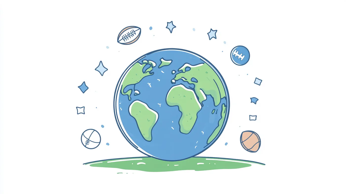 world with american football icons